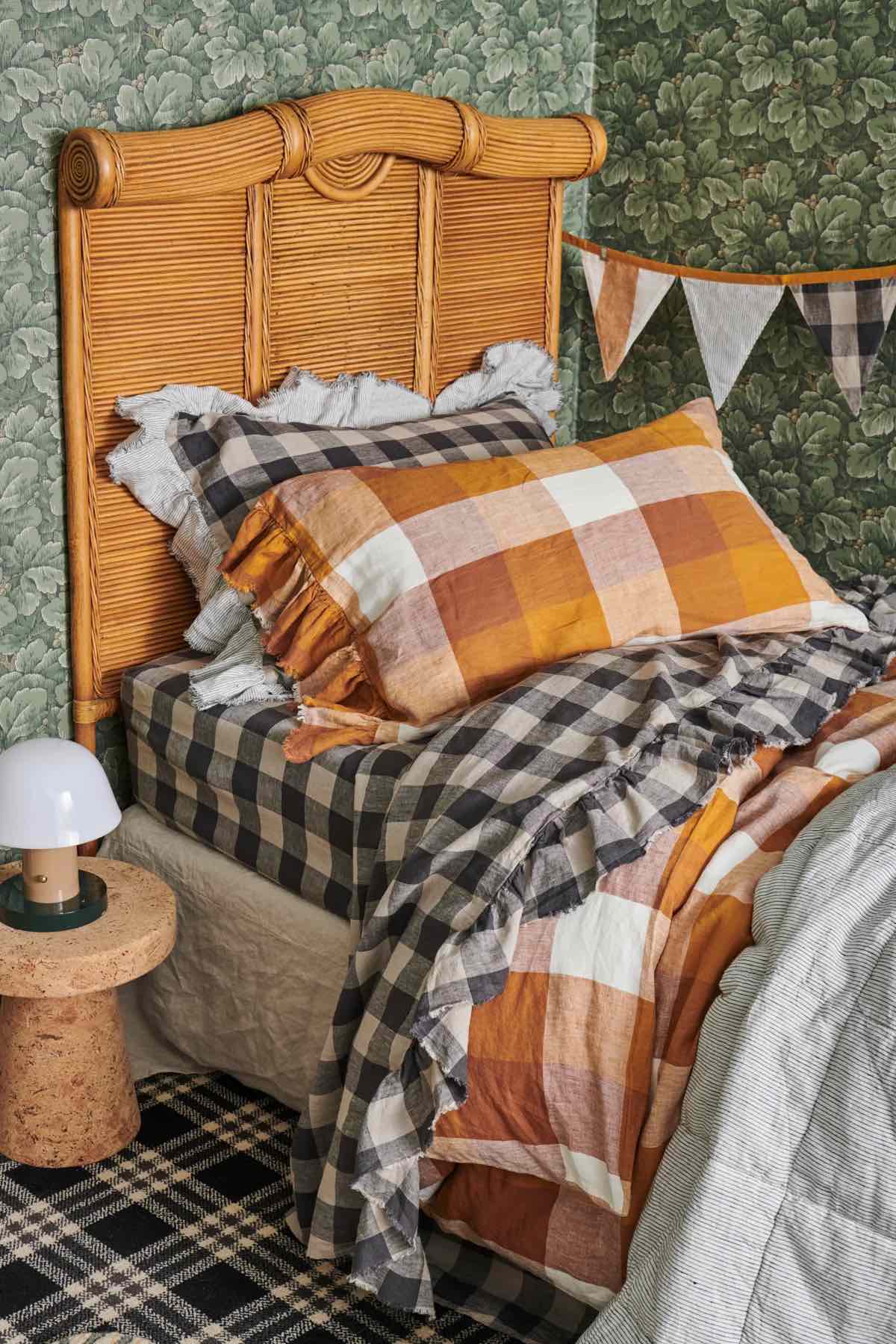Licorice Gingham Ruffle Flat Sheet