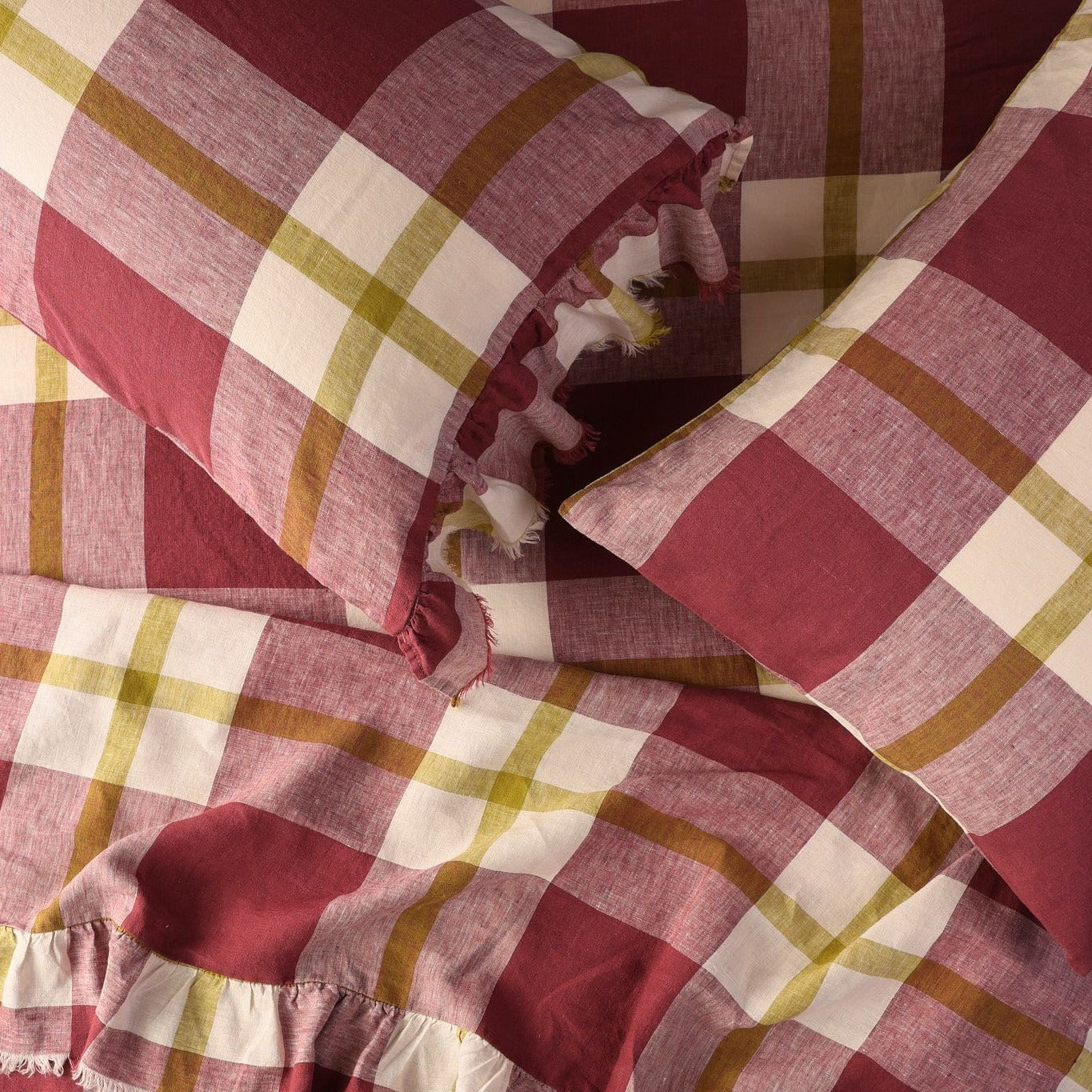 Plum Check Pillowcase Sets