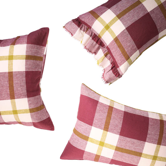Plum Check Pillowcase Sets
