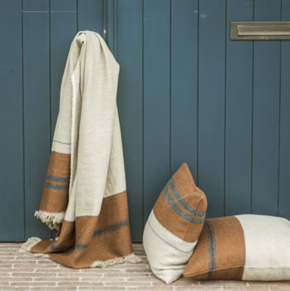 Highland Stripe Cushion Cover - Leather