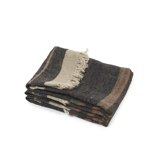 Black Stripe Belgian Towel
