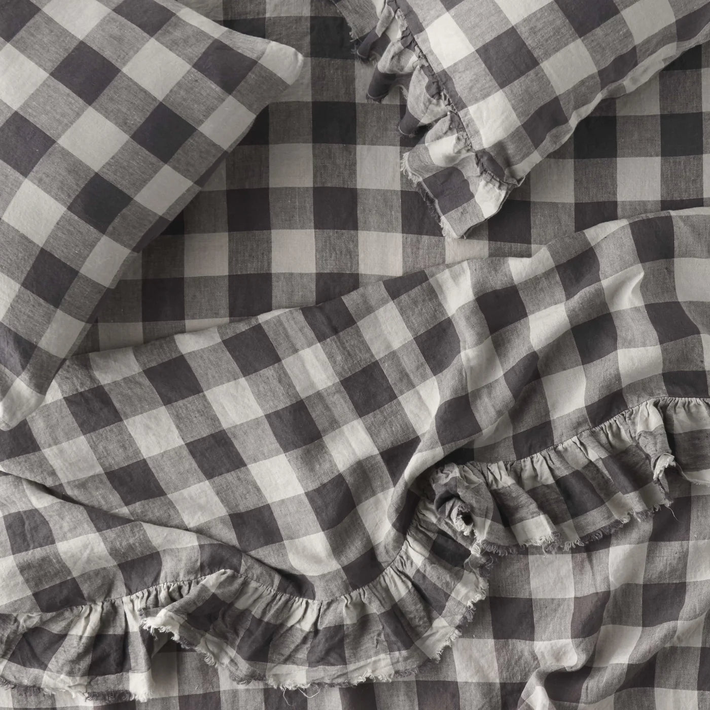 Licorice Gingham Ruffle Flat Sheet
