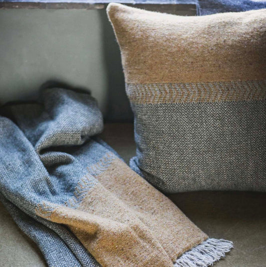 Jules Pillow - Green Herringbone
