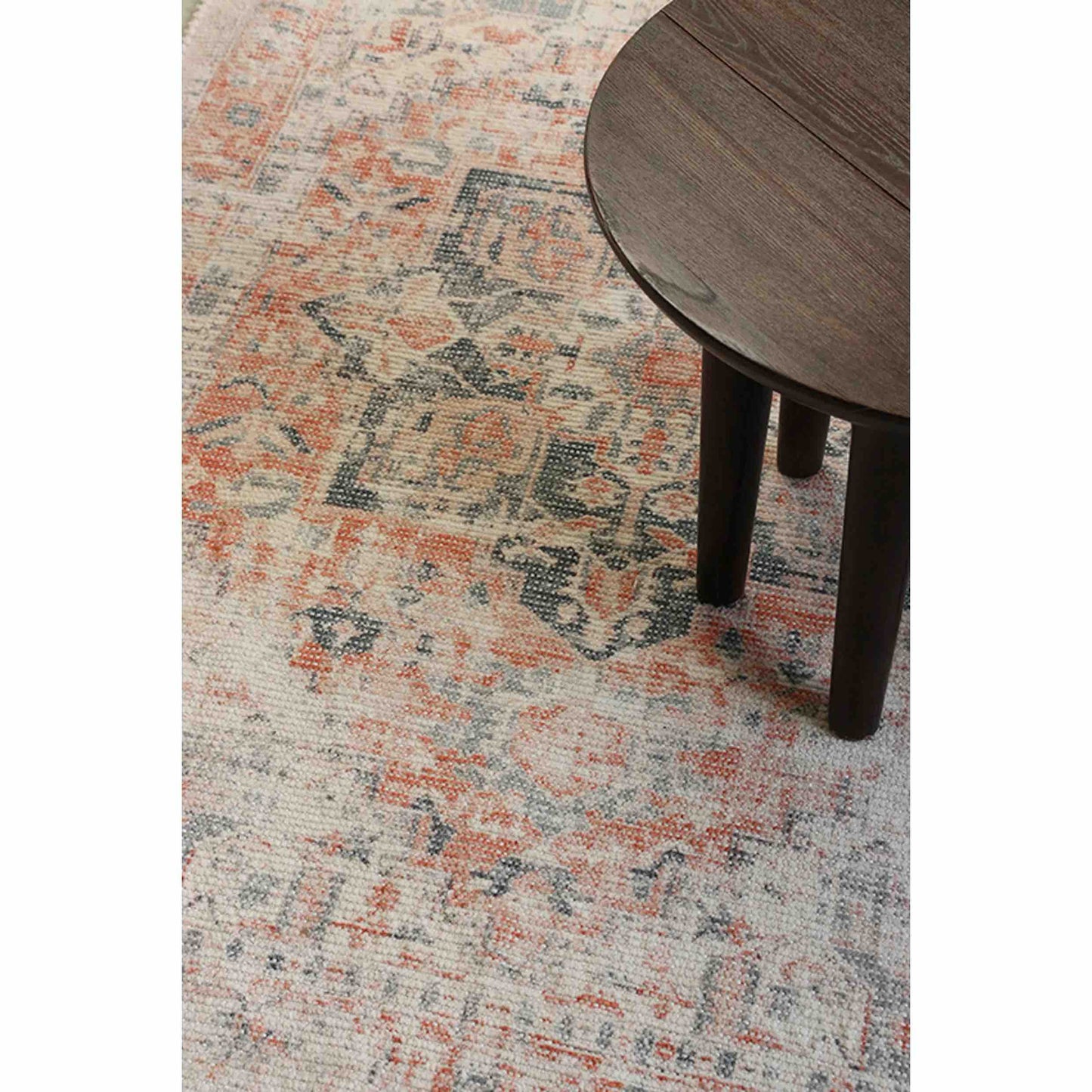Kashan Style Stonewashed Rug in Apricot Verde