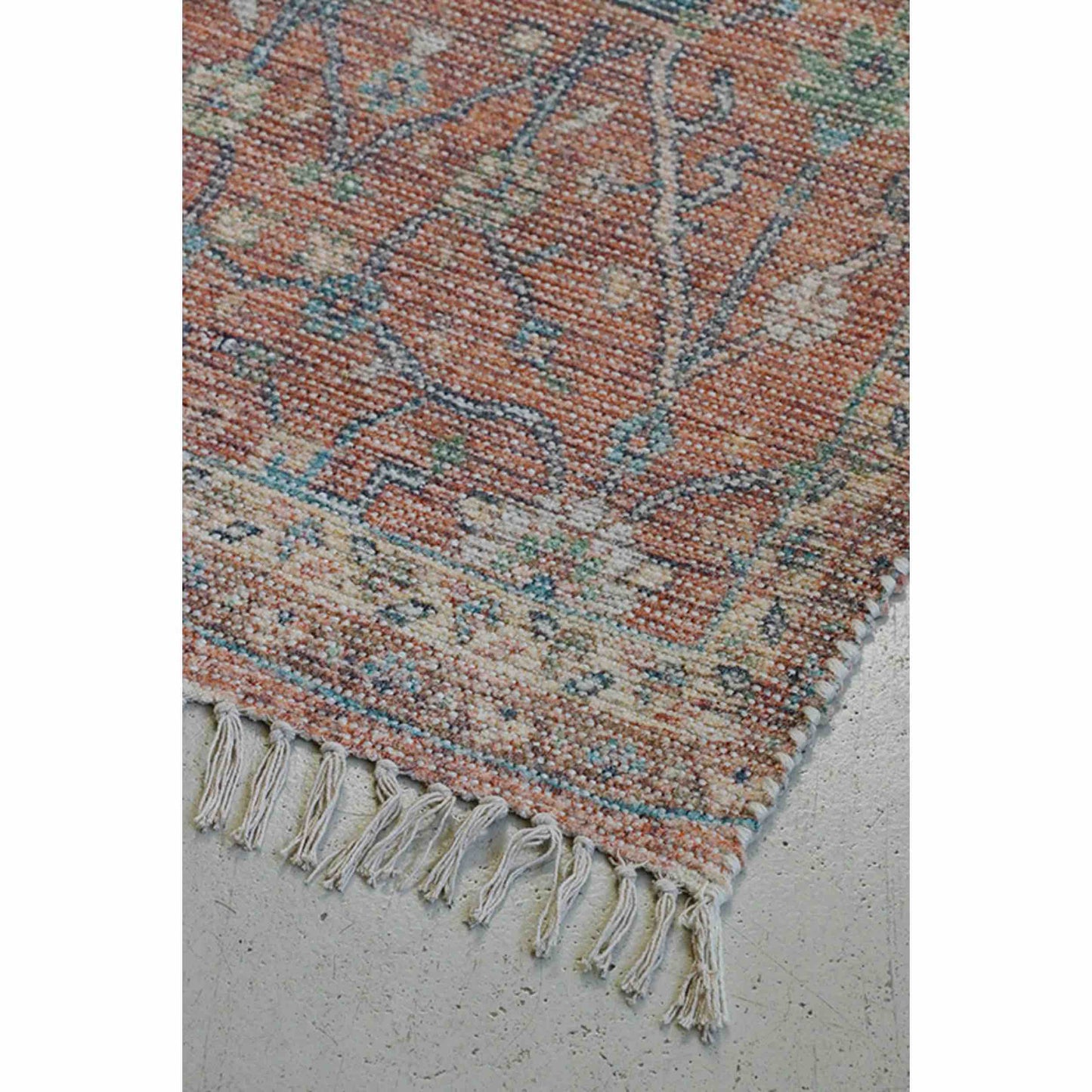 Persian Style Rug Terracotta & Green