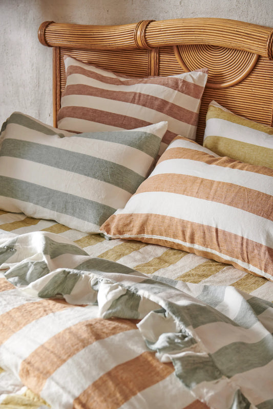 Fog Stripe Ruffle Flat Sheet