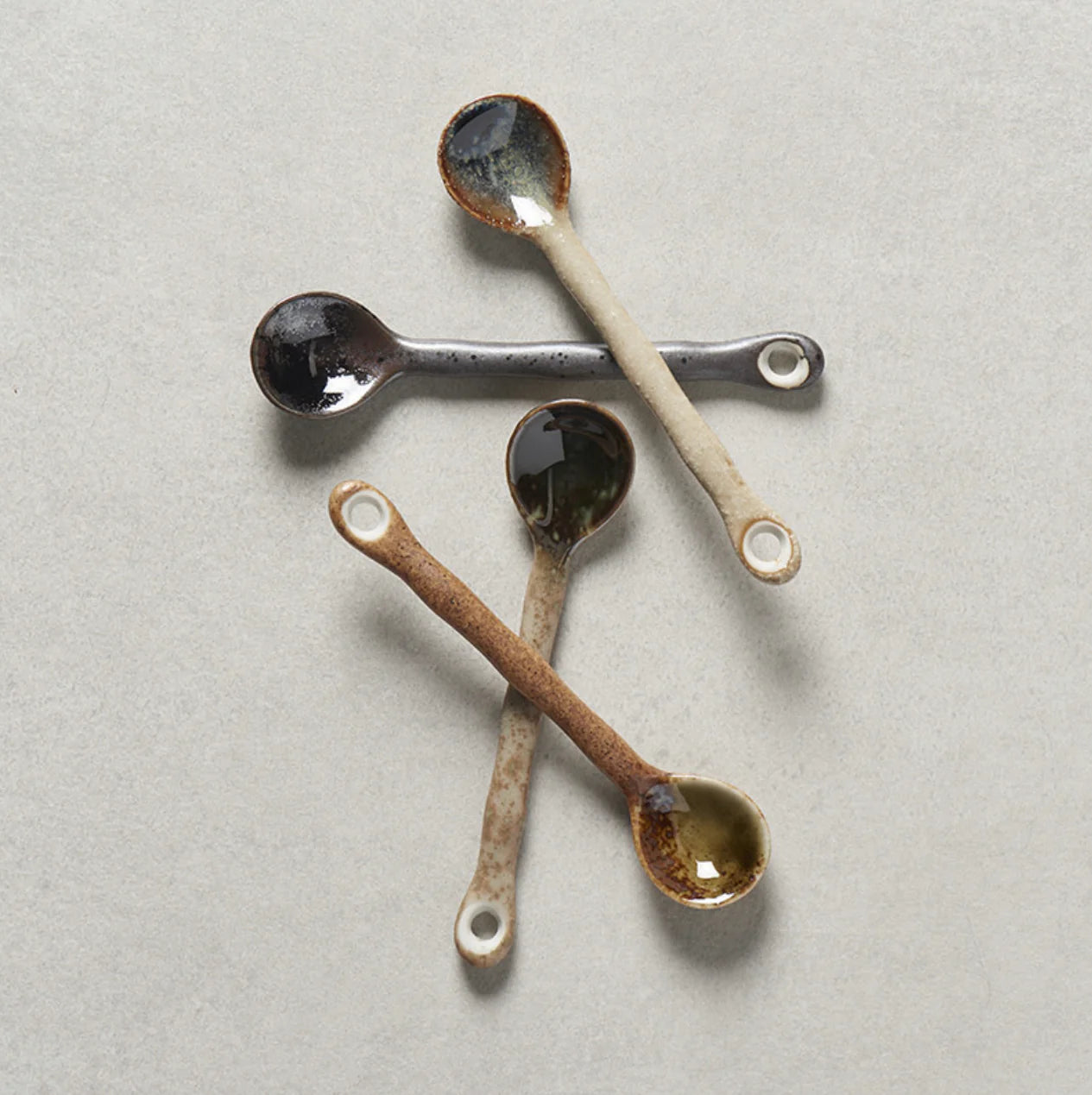 Green Crystal Porcelain Spoon