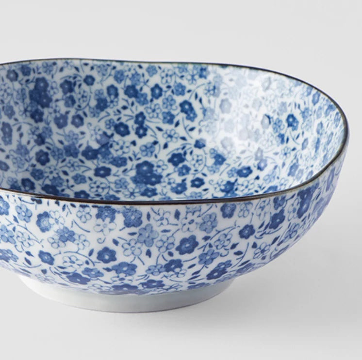 Blue Daisy Medium Uneven Bowl