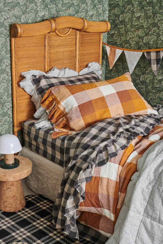 Licorice Gingham Fitted Sheet