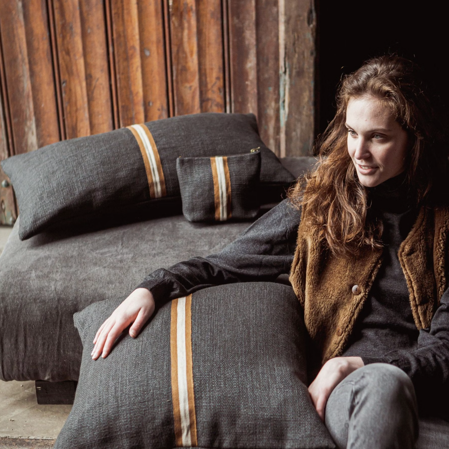 Jasper Cushion Cover 63x63 - Faded Black