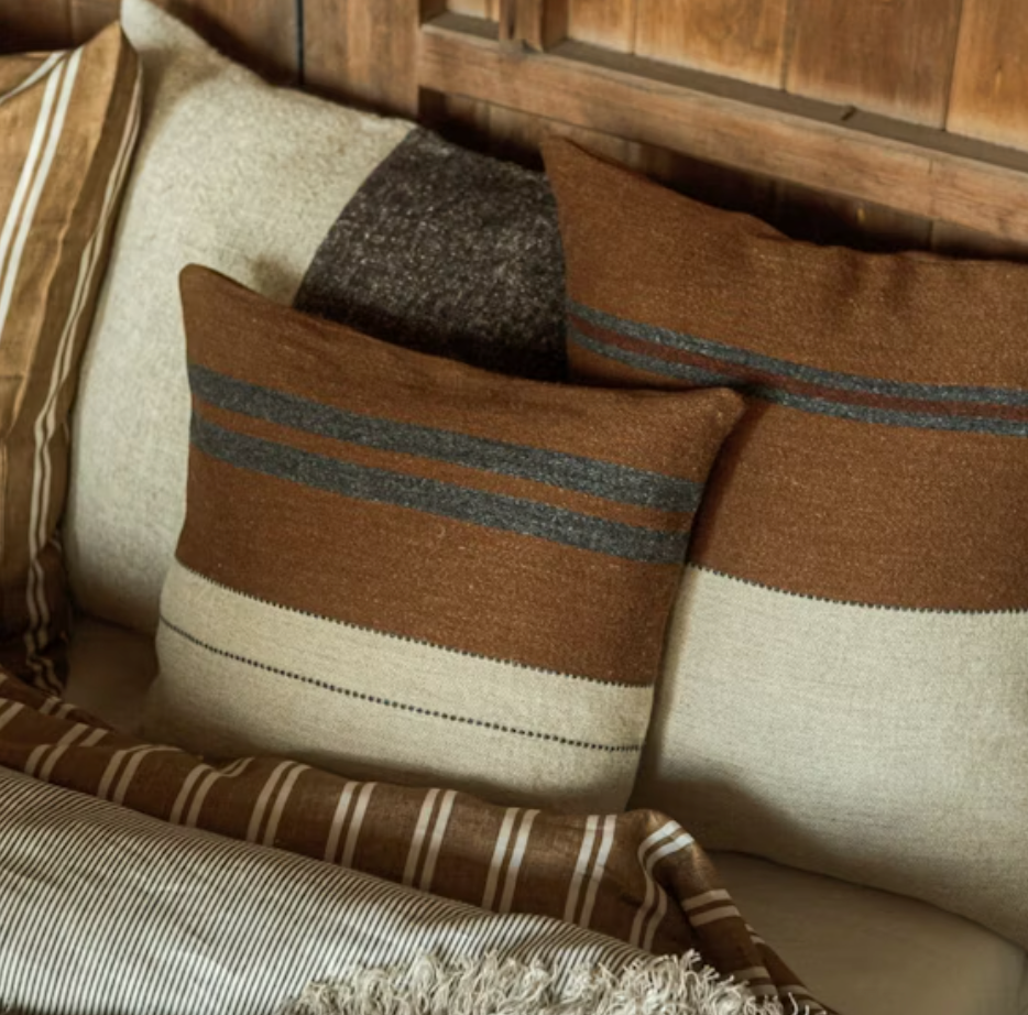 Highland Stripe Cushion Cover - Leather