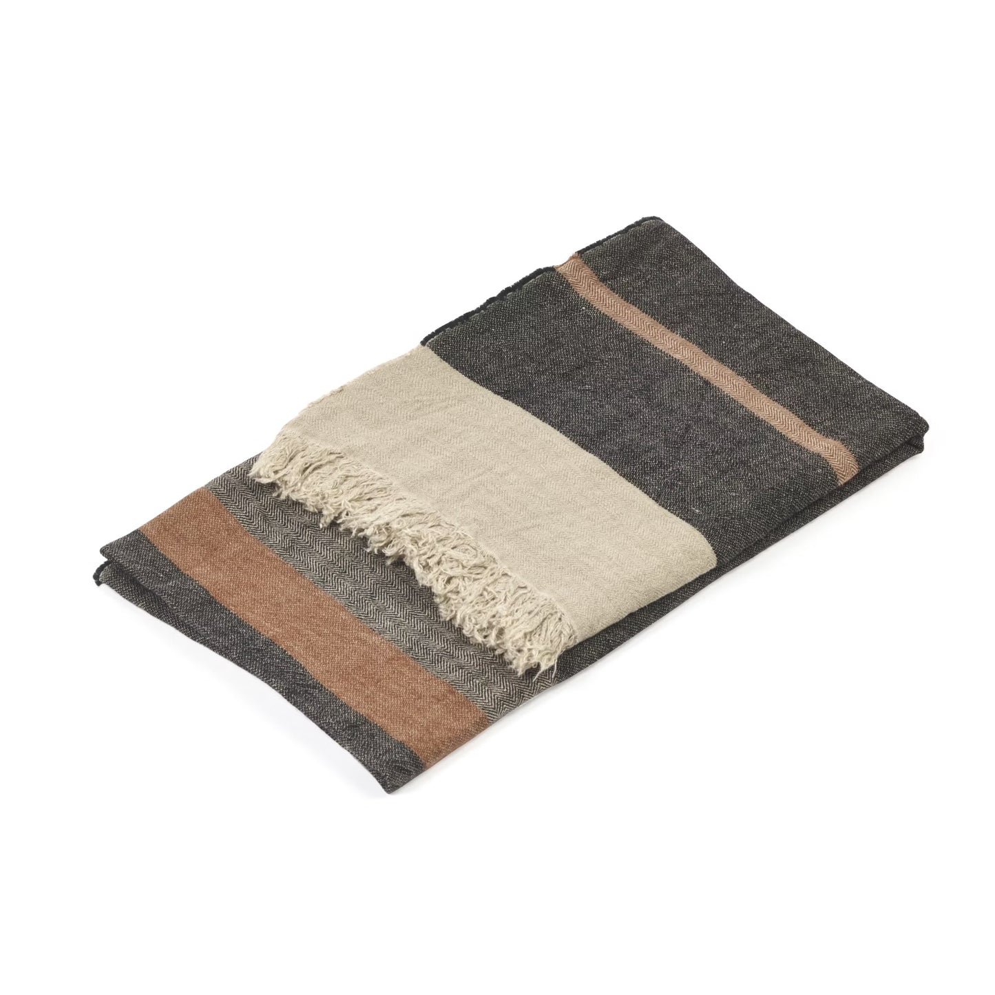 Black Stripe Belgian Throw