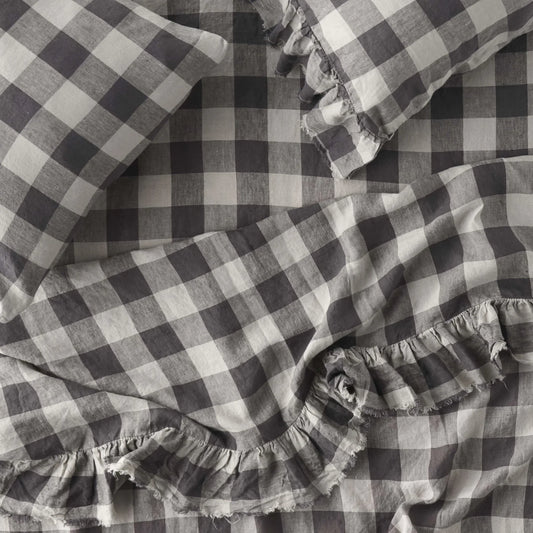 Licorice Gingham Ruffle Flat Sheet