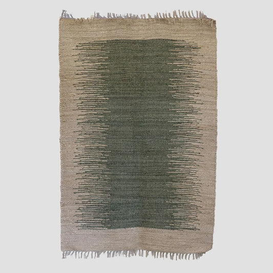 Green & Natural Jute Rug