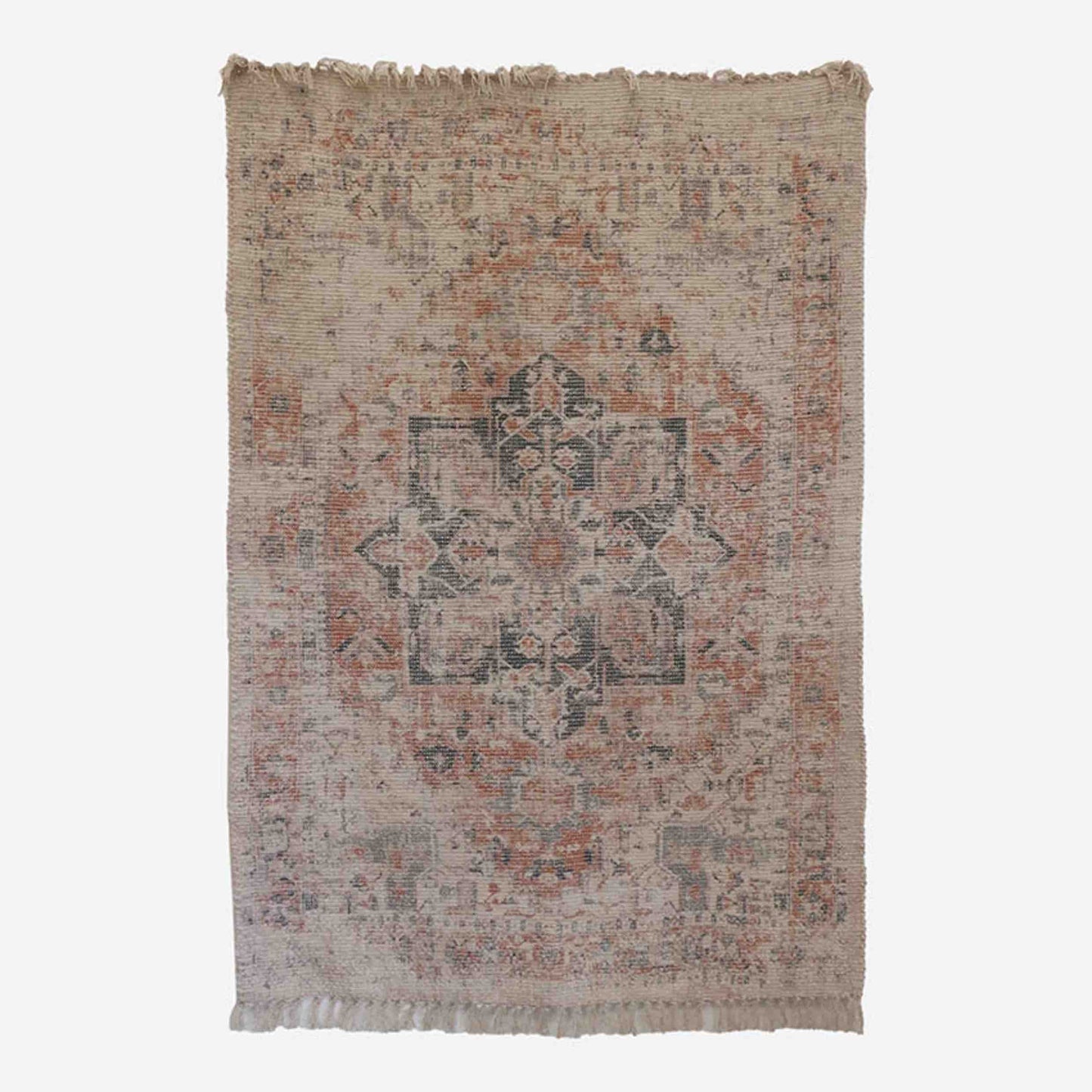 Kashan Style Stonewashed Rug in Apricot Verde