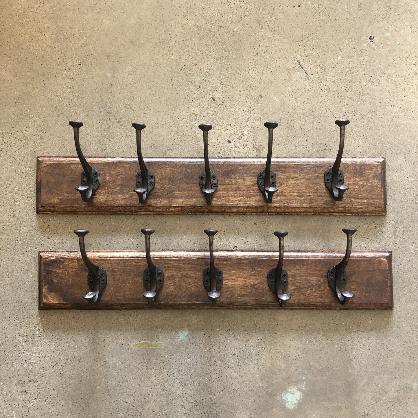 Wooden Rail with 5 Hooks